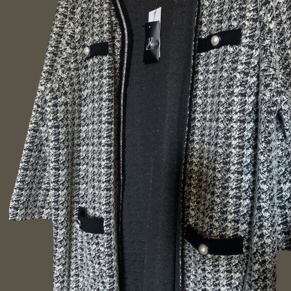 Joseph Ribkoff Open-Front Jacket With Rhinestones, and Frill. Size US 18. - Picture 4 of 4